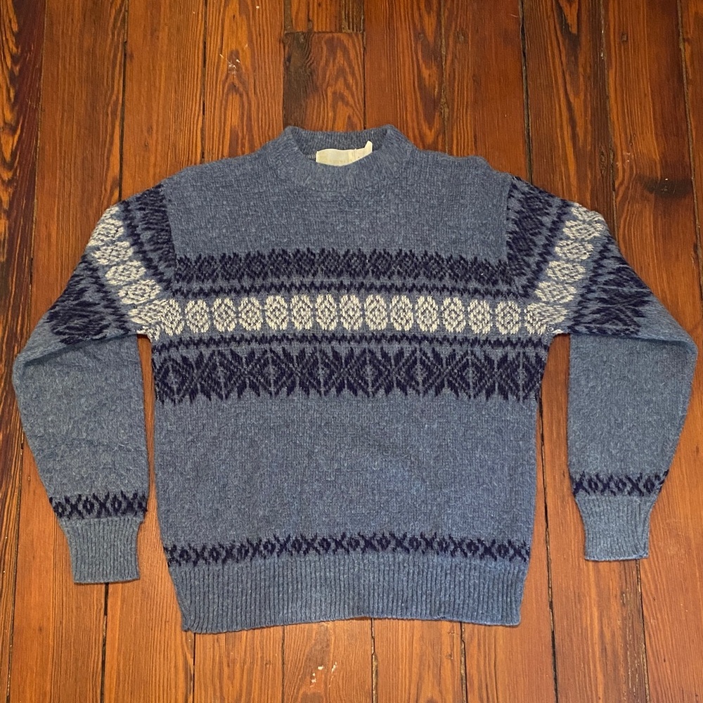 Light Blue Patterned Crewneck Sweater
